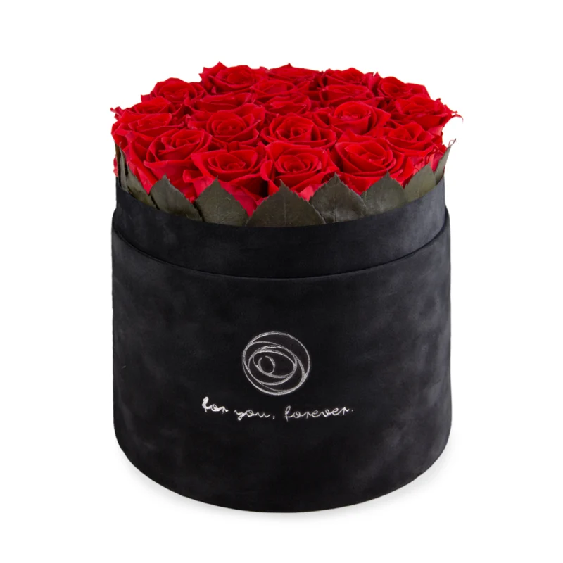 Rose Box XL bukiet czerwonych stabilizowanych róż w czarnym boksie