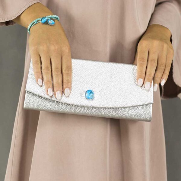 Torebka damska kopertówka srebrna